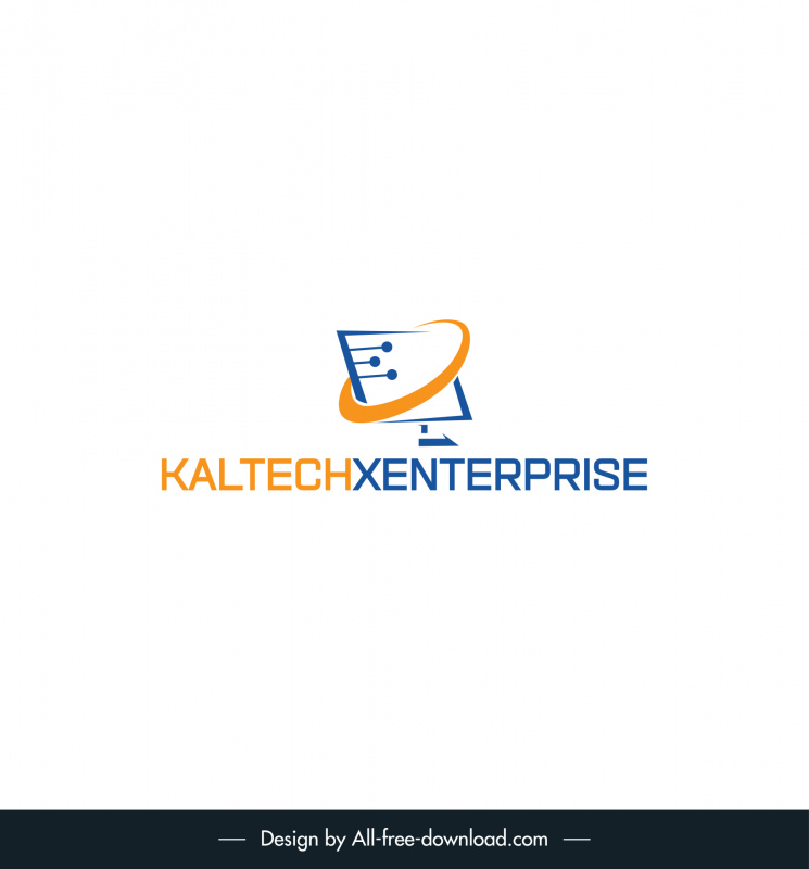 kaltechxenterprise deals with computer repair website management and cyber services logo template texts curve square frame sketch