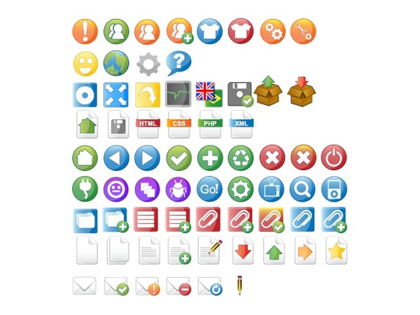 webpage icons collection design with color interfaces