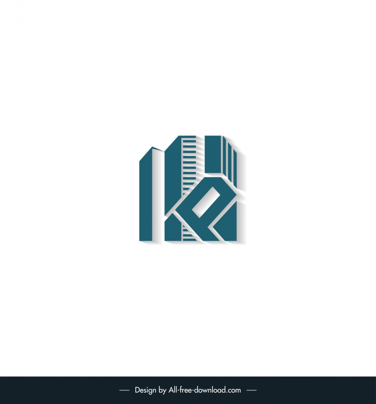 kb real estate logo template 3d stylized text building outline 