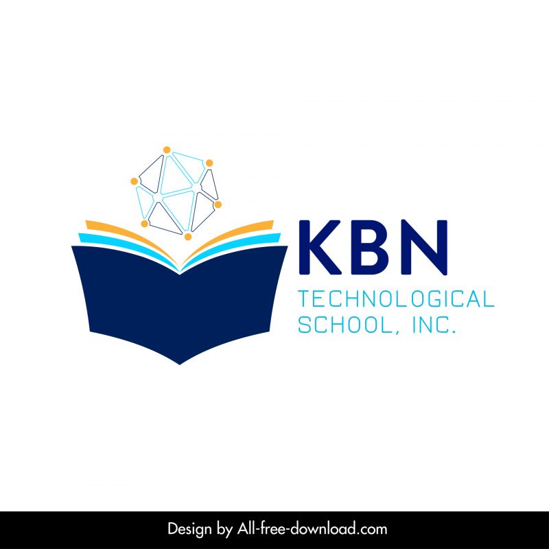 kbn technological school logo template book molecule sketch modern symmetric design
