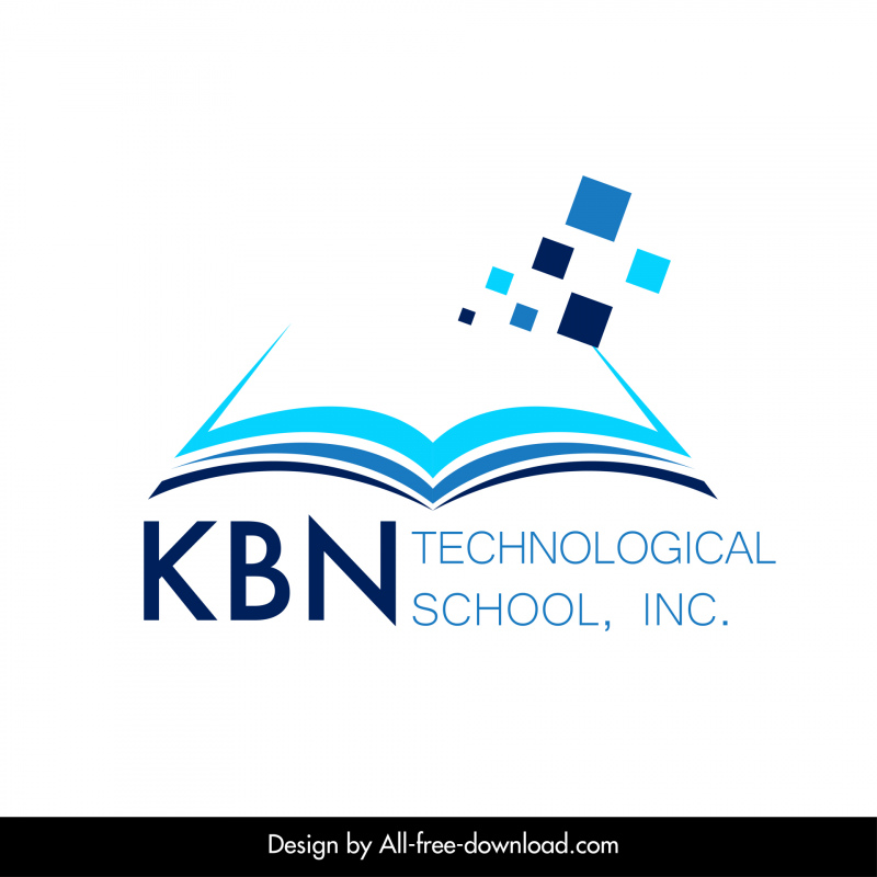 kbn technological school logotype open book texts decor