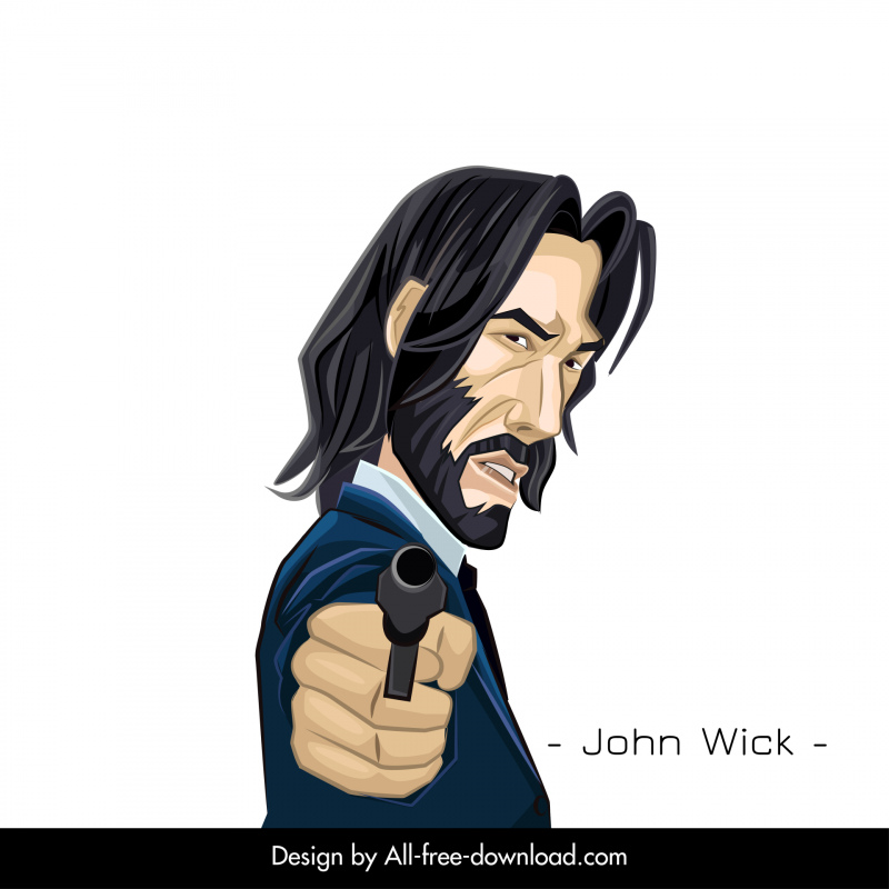 keanu reeves in john wick movie icon comic cartoon character sketch