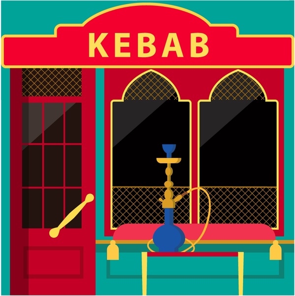 kebab restaurant facade design with muslim architecture