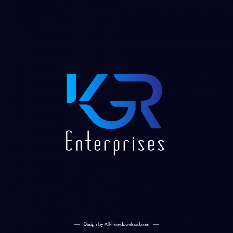 kgr enterprises logo template elegant flat dark stylized texts sketch