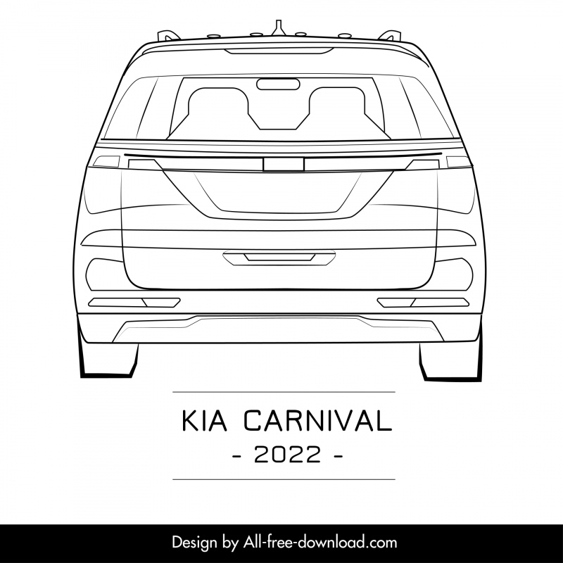 kia carnival 2022 car model template back view back view handdrawn outline