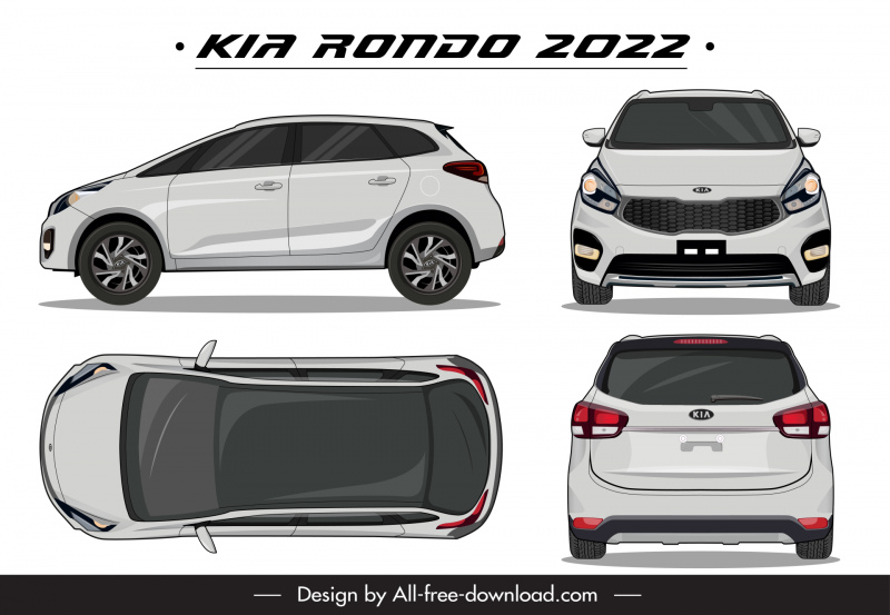 kia rondo 2022 car model advertising template modern different views design 