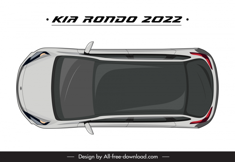 kia rondo 2022 car model advertising template symmetric top view sketch