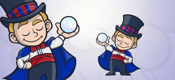 kid magician with a crystal ball