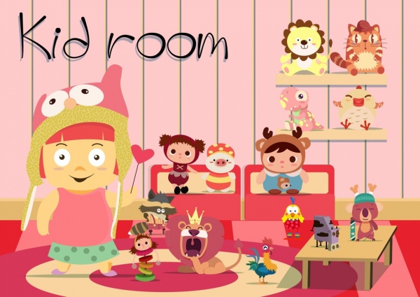 kid room advertisement 3d colored cartoon design