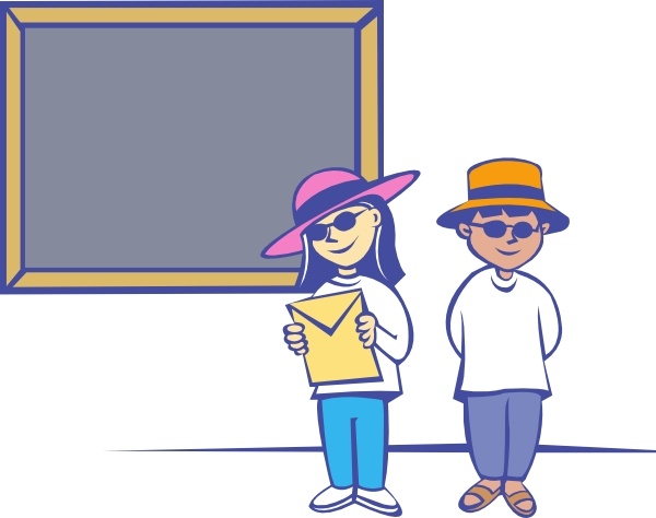 Kids In Front Of A Blackboard clip art 