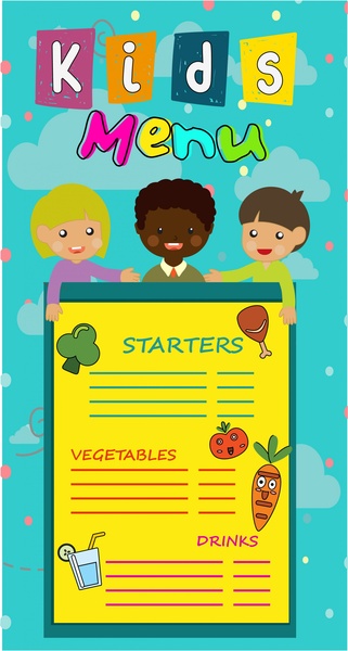 kids menu decoration children design with colorful style