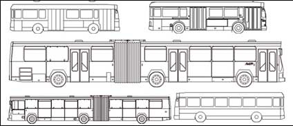 Kinds of line drawing car bus vector