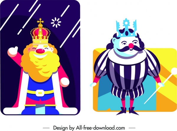 king card templates cartoon characters design 