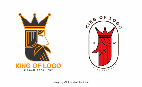 king logo templates classic flat handdrawn sketch