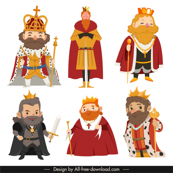 kings icons old man sketch cartoon characters