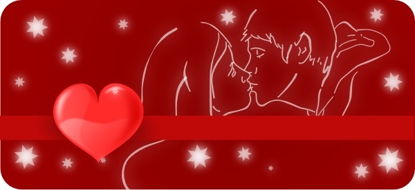 Kissing Couple With Heart clip art
