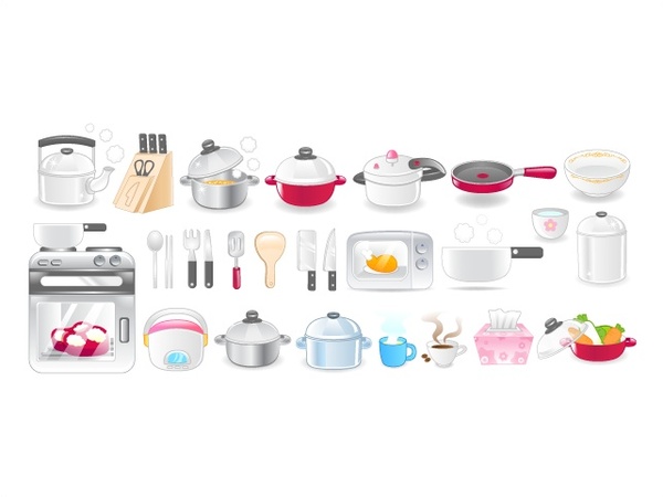 kitchen utensil icons vector illustration