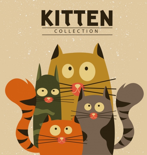 kitten background multicolored cartoon design