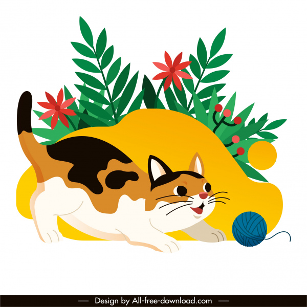 kitty painting joyful sketch cute cartoon design