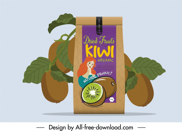kiwi packaging template handdrawn decor classic design