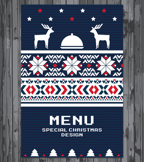 Knitted Pattern Christmas Menu Cover Vector Free Vector In