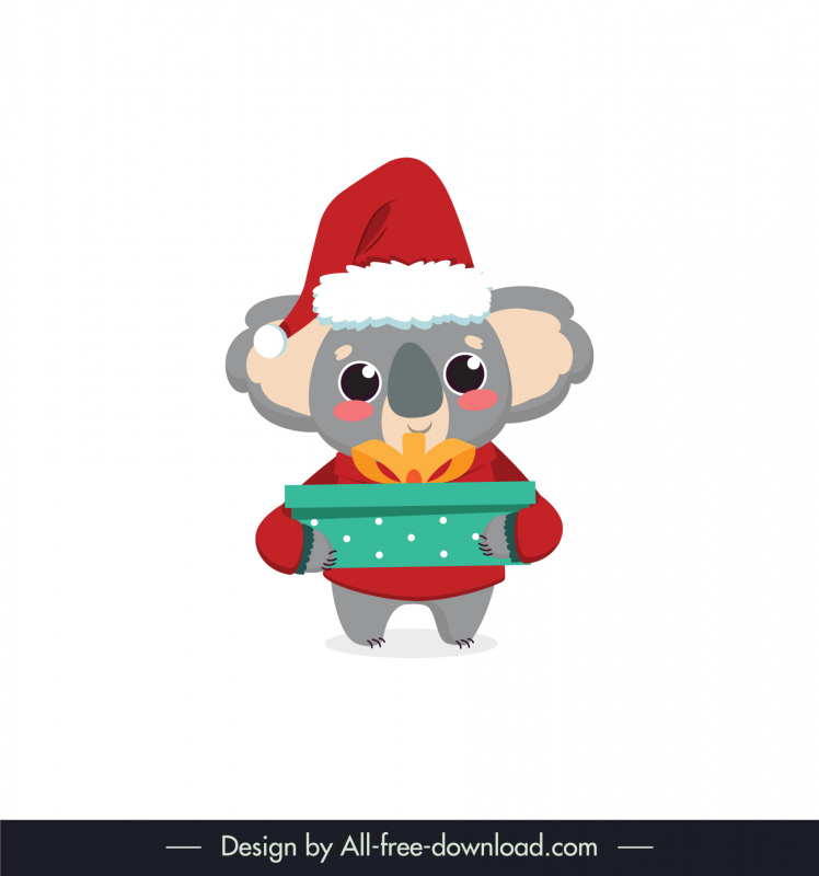  koala christmas icon santa claus costume present sketch cute cartoon design 