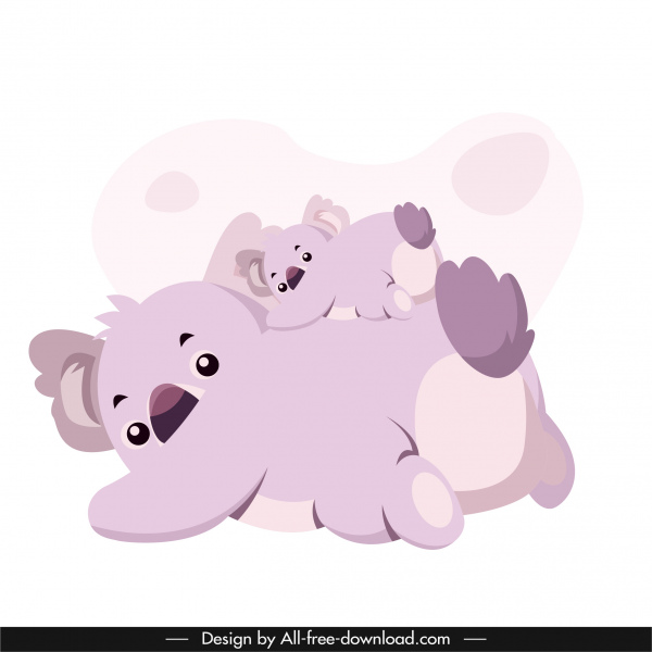 koala family icon funny design cartoon characters sketch
