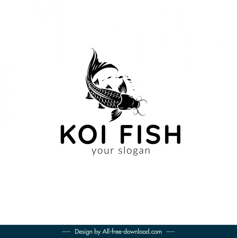 Koi fish logo design elements dynamic dark handdrawn Vectors images ...