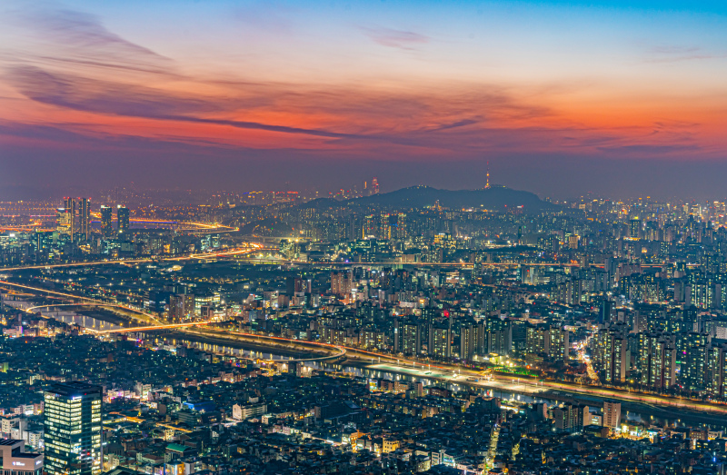 korea city scenery picture elegant modern high view night time 