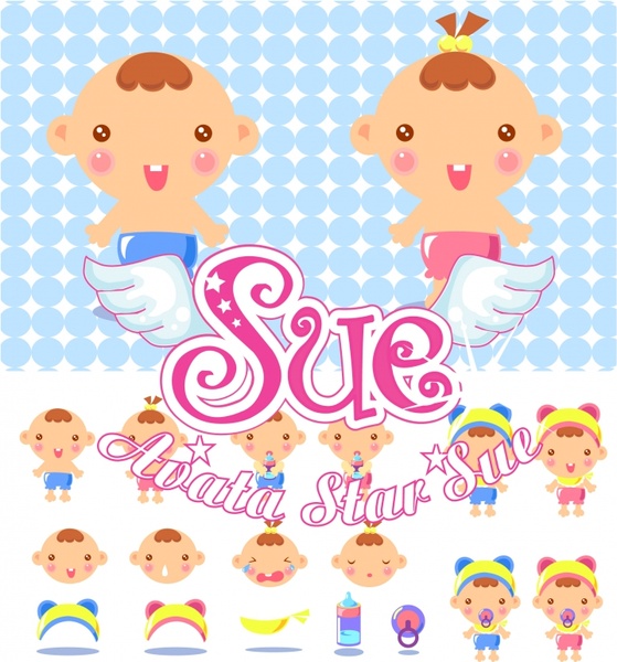 baby store advertisement cute cartoon icons