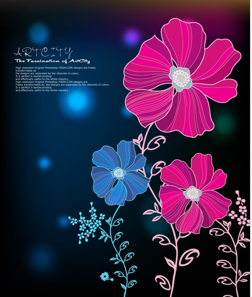 korea flower shading vector