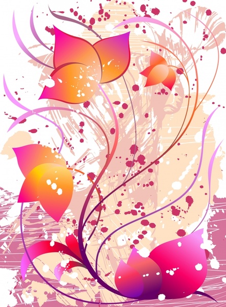 flowers background multicolored messy grunge ornament