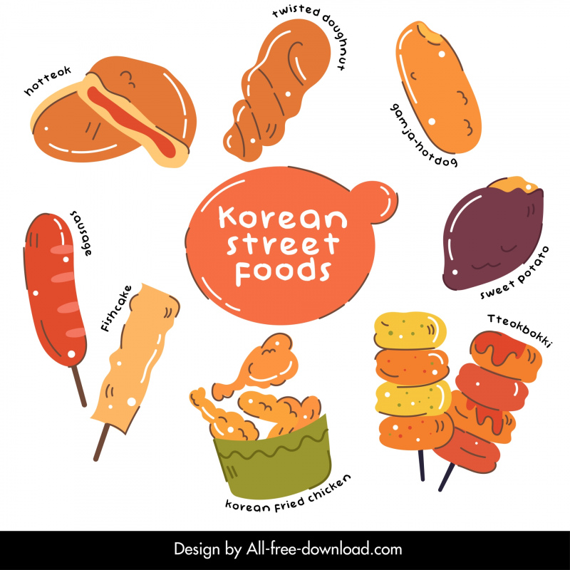 korean street food design elements flat classical