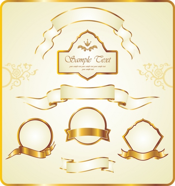 label design elements golden ribbon luxury elegant design