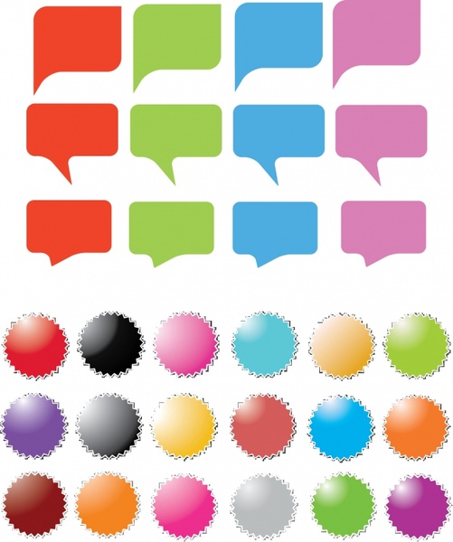 labels templates colorful speech bubbles serrated circle design