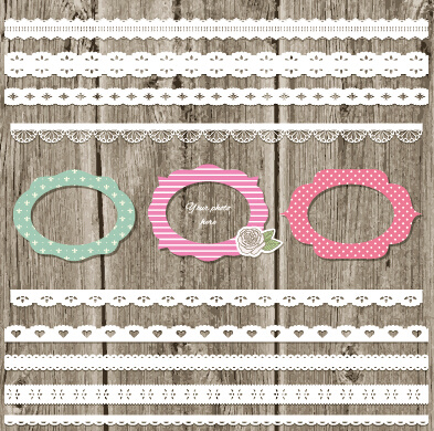 lace border with cute frame vector
