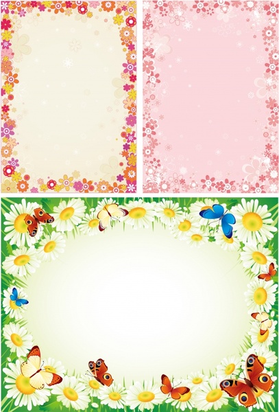 border templates colorful flowers decor
