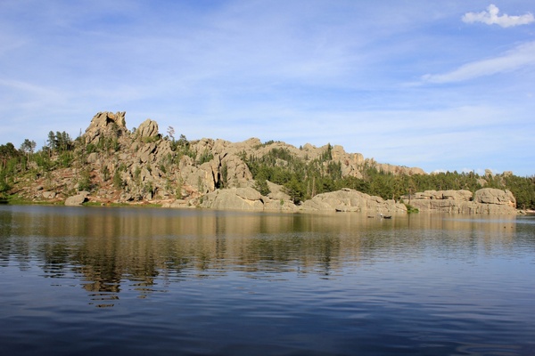 lake and hills in custer state park south dakota