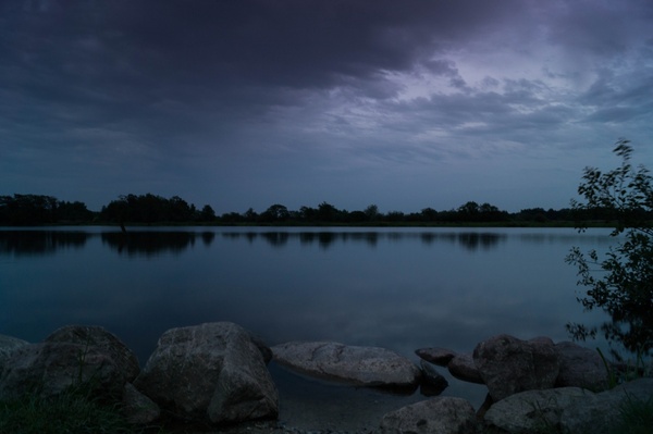 lake at cloudy sunset