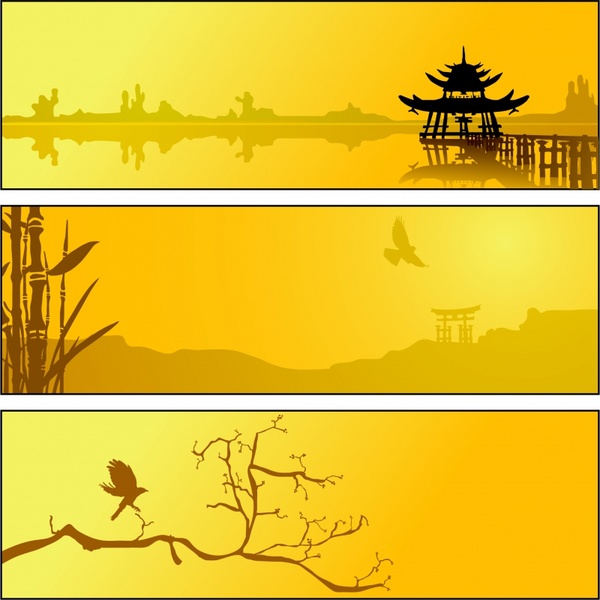 oriental background sets classical yellow decor