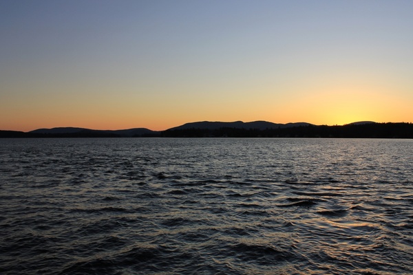 lake water mountains sunset 