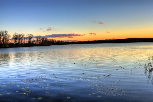 lake wingra at dusk in madison wisconsin 