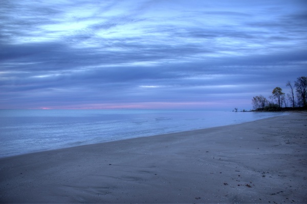 lakeshore at daybreak at harrington beach state park wisconsin
