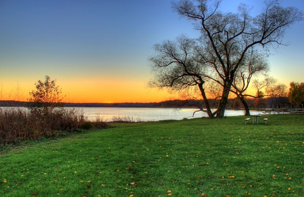 lakeside at dusk in madison wisconsin