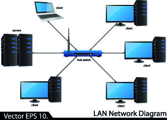 lan network diagram vector illustration