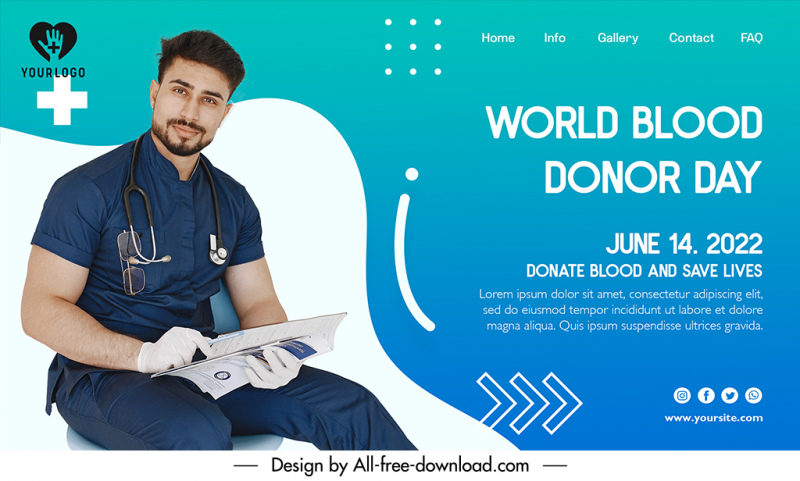landing page donate blood and save lives template elegant realistic doctor sketch