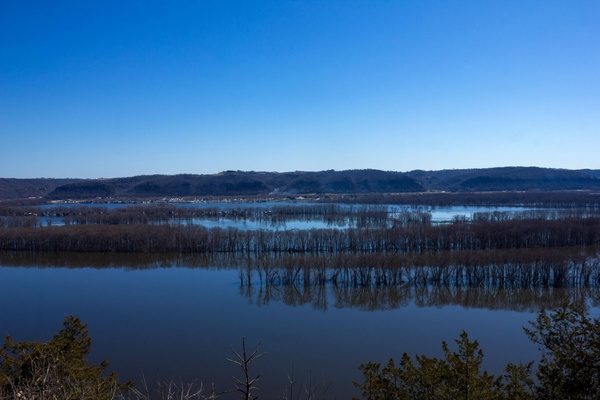 landscape across the river at effigy mounds national memorial iowa
