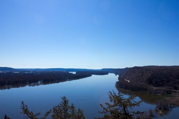 landscape of the wide gaping mississippi at effigy mounds iowa 