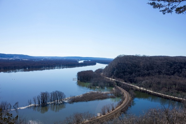 landscape of the wide mississippi at effigy mounds iowa 