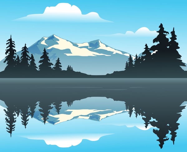 nature landscape background mountain lake icons reflection design